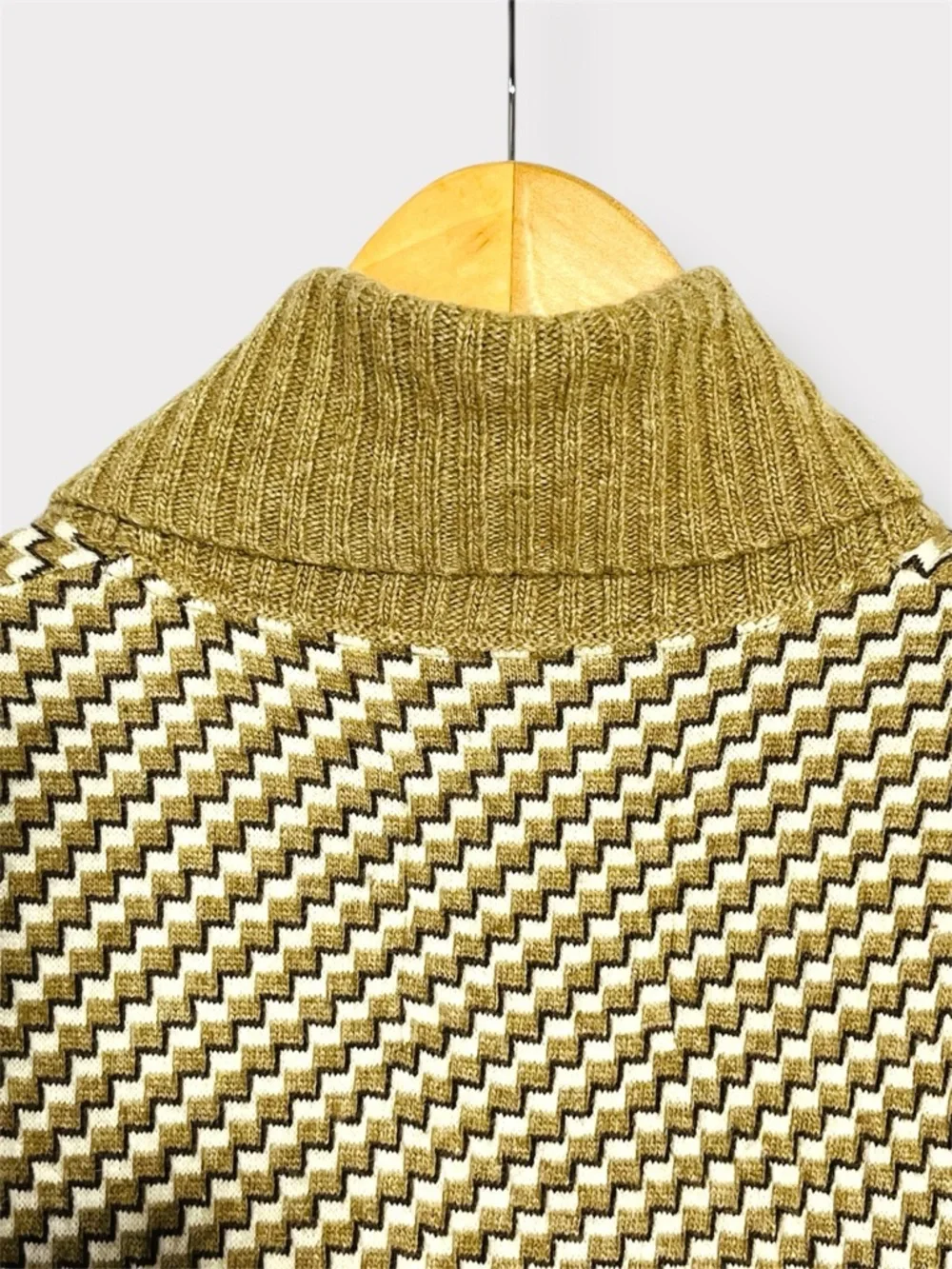 Esprit Y2K Short Sleeve Belted Cardigan Geometric Taupe Cream Black Size S - Picture 6 of 13